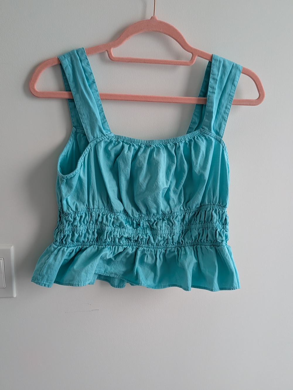 Avec Les Filles Turquoise Smocked Peplum Tank